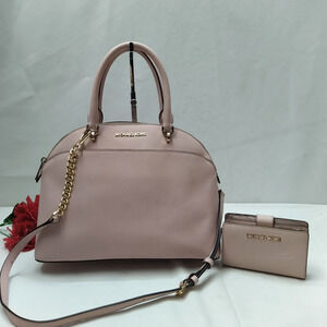 Michael Kors Pink Dome Zipper Closure Satchel Bag W/ Marching Wallet